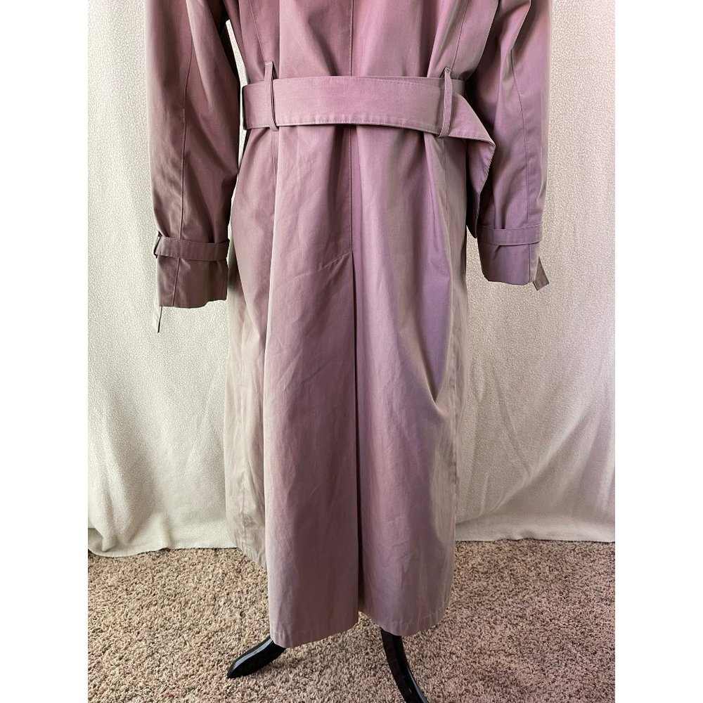 London Fog Khaki (Tan) Long Button Front Waist Belt Trench/Overcoat, Size 16W - Picture 8 of 12